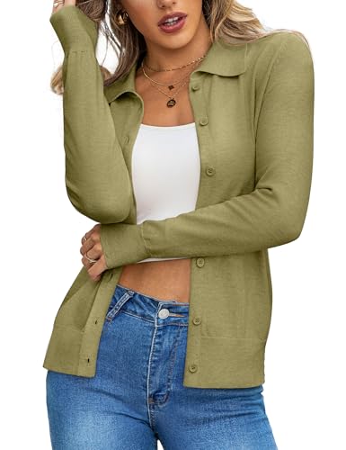 Image of a.Jesdani Cardigan Sweaters for Women Wool Blend Lightweight Trendy Long Sleeve Lapel Collar Button Down Sweater Cardigans