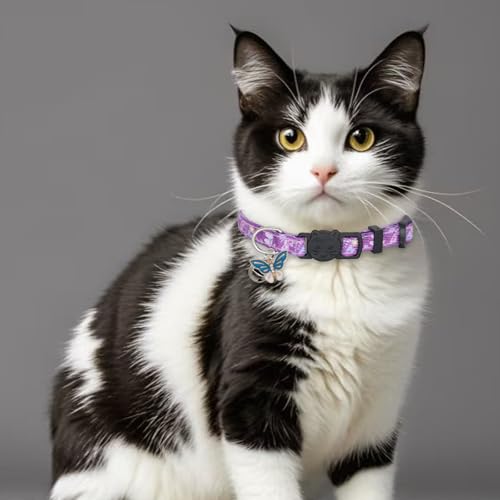 Collar de gato Giecooh de algodón ajustable con cascabel pack de 2 4