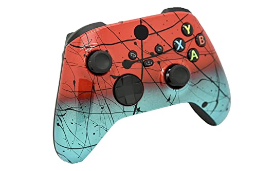 Image of Hand Airbrushed Fade Custom Controller Compatible with Xbox Series X /S & Xbox One (Series X /S Red & Teal)