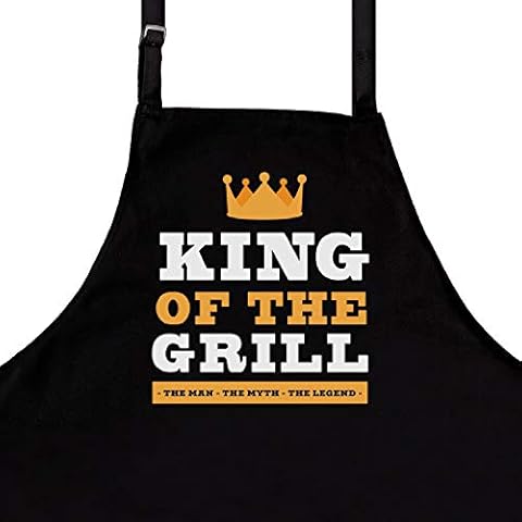 Nomsum Aprons for Men | King of The Grill | Premium Quality Funny Aprons | Best for BBQ, Grilling and Cooking | Grill and BBQ Accessories | Chef Kitchen Grilling Apron | One Size Fits All Cover