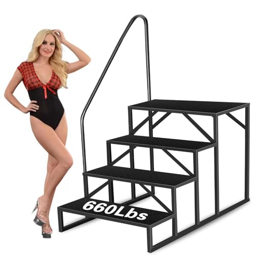 Escalera para Piscina Elevada 4 Peldaños Negra Resistente miniatura 3