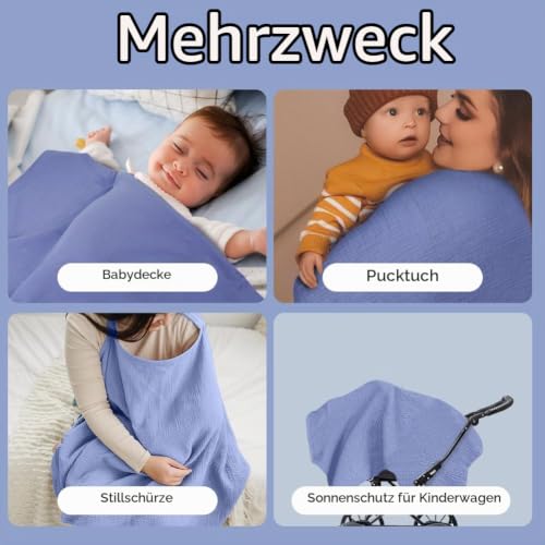 Aolso Stillbezug für Babys, Musselin-Stillbezug, Stilltuch für Unterwegs Stillschal Stillschürze, Weicher und Atmungsaktiver Stillschal… – Ansicht 4