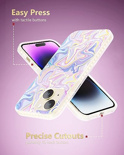 Coque iPhone 15 marbre irisé MagSafe accessoire mode tendance pour le quotidien