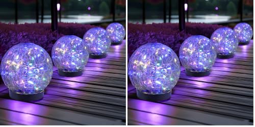 Image of JKIMK Solar Globe Lights Outdoor Waterproof-Solar Balls for Garden-Cracked Glass Ball Solar Lights Outdoor-Solar Orbs for Outside-Outdoor Decorations for Patio and Yard Lawn Backyard Decor (Pack of 2)
