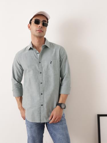 Image of Thomas Scott Men Premium Slim Fit Solid Cotton Twill Full Sleeve Shirt