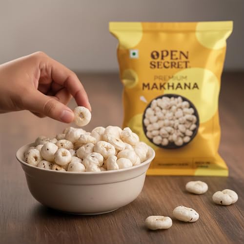 Image of Open Secret Makhana | 200g | Phool Makhana, Foxnuts, Lotus Seeds for Eating, Premium Raw Plain Phool Makhana, Snacks Rich in Protein, Fiber and Minerals, Plain Flavoured (Pack of 1)