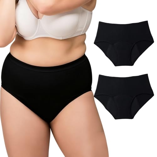 GJXWD Bragas Menstruales Flujo Abundante de Mujer, Ragas Menstruales Absorbentes, Suaves, Cómodas Y A Prueba de Fugas, Lavables Y ReutilizablesBlack,L