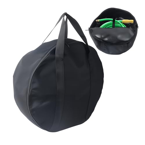 Image of Klmnop RV Hose Storage Bag, 600D Oxford Heavy Duty Garden Hose Cover, Multipurpose Heavy Duty Bag for EV Charging Cable Car Battery Jumper Cables(Black)