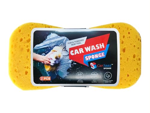 Image of CAR SAAZ Car and Bike Washing Sponge, Super Absorbent Multipurpose Yellow Sponge (Pack of 4)