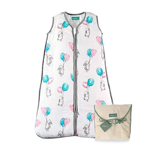 molis&co. Gigoteuse pour bébé. 0.5 TOG. Idéal pour l’été. 18 à 36 Mois (95 cm). Très Douce et légère. Imprimé Lapins et Ballons Unisexe dans des Tons Bleu et Rose. Mousseline Premium.
