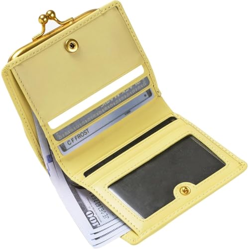 Ultra Thin Genuine Leather Card Holder Wallet for Women with Advanced RFID Blocking Technology (Yellow)3