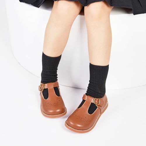 Image of GINFIVE Toddler Girls Dress Shoes Little Kids Flats School Mary Janes Shoes