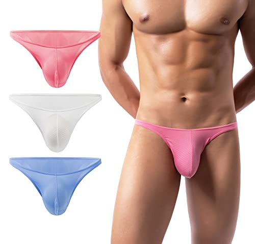 AIEOE Herren Netz Slips Mesh Unterwäsche Stretch Briefs Männer Bikini Unterhose mit Beutel 3 Stück 02 Größe L Cover
