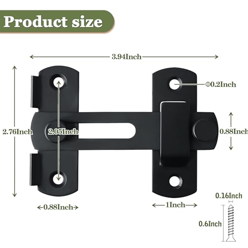 Image of Alise 4 inch Gate Latches, Black Security Door Latch for Barn Wood Door | Heavy Duty Stainless Steel Gate Hardware ,Security Flip Latch,Anti-theft Latch for Barn Wood Fence Sliding French Doors