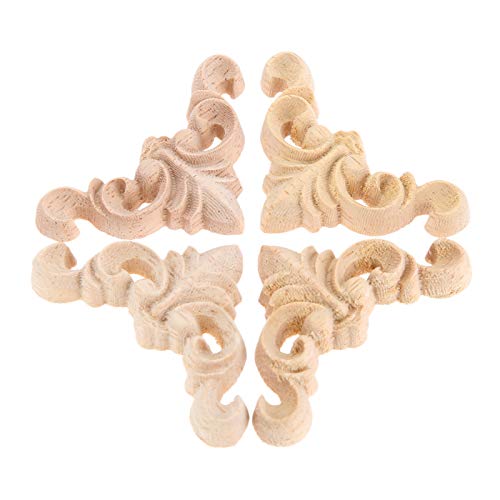 MUXSAM 4pcs Retroschnitzereien Europäische Schnitzereien Holzschnitzereien für Schranktüren Möbeltüren,4cm