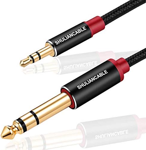 SHULIANCABLE 3.5mm to 6.35mm Stereo Audio Cable, 6.35 1/4" Male to 3.5 1/8" Male TRS Stereo Audio Cable for Guitar,iPod, Laptop, Home Theater Devices,Smartphones,and Amplifiers (10Ft/3M)