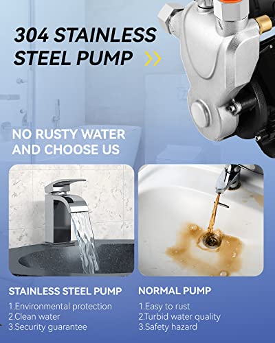 Moonshan 4/5 Hp Intelligent Shallow Well Booster Pump With Pressure Tank For Home, Sprinkler Booster Pump, Stainless Steel Impeller, Adjustable Pressure Self-Priming System 790 Gph #TOP1