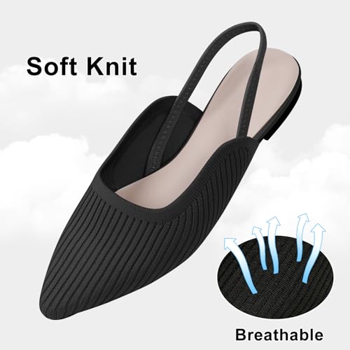 Slingback Flats for Women Pointed Toe Flats Breathable Knit Comfortable Dressy Casual for Work Office Ballet Flats3