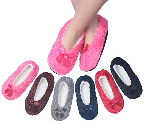 Active Club Women's Fuzzy Warm Cozy SLIPPER SOCKS Non-Slip Lined-Sherpa Plush Fleece