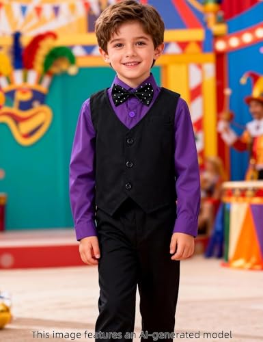 Image of A&J DESIGN 4pcs Baby & Toddler Suit, 12 Months - 5T, Shirt & Pants & Vest & Bow Tie