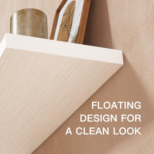 STOREMIC Floating Shelves, White Shelves with Length 60cm, Set of 2 Wall Shelves, Easy to Install Decorative Shelf with Large Storage for Bedroom, Bathroom, Home Office, Living Room - Image 8