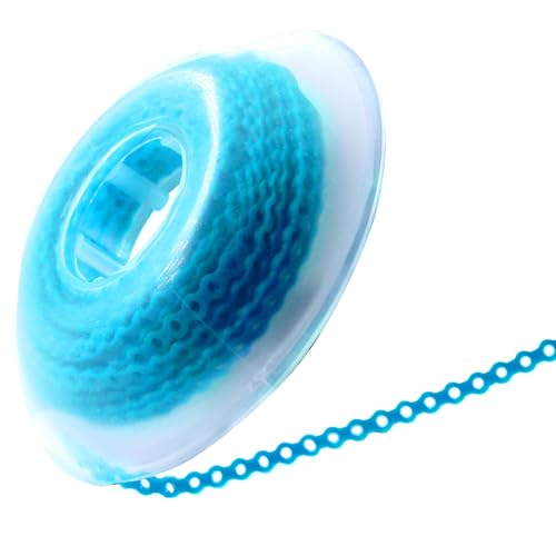 LA MIERE 1 Roll Orthodontic Rubber Chains, Braces Power Chains consisted force in closed, short, long 15''spools (closed, 0.113’’(2.5mm),Neon Cyan)