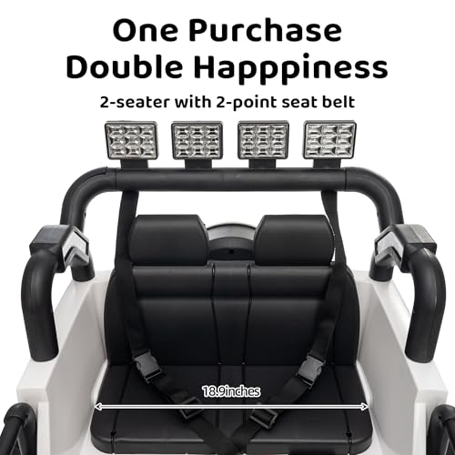 Image of Kids 2-Seater Ride on Car Toy, 12V Electric Car for Kids 4-8 with Remote, 110LBS Load, 2WD, Music, Horn, LED Light (White)