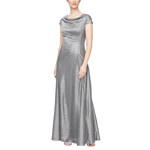 Image of Alex Evenings Women's Long Cowl Neckline Mother of The Bride Dress, Formal Event Gown (Petite and Regular Sizes)