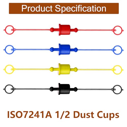Image of 8 Pcs Hydraulic Dust Caps & Plugs Set, Quick Coupler Cover, Hydraulic Quick Disconnects Port Plug Fittings, Compatible with 1 /2 inch Flat Face Couplings for Skid Steer Loaders and Tractor