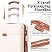 Krute Checked Luggage 24 inch Suitcases with Wheels TSA Approved PC+ABS Lightweight Hard Side Suitcase (WhiteBrown)