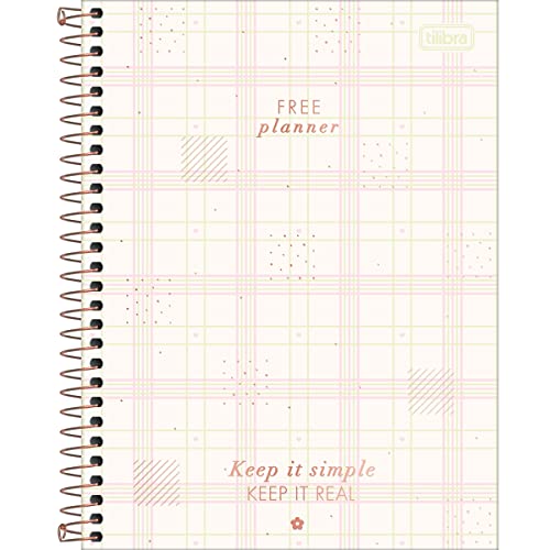 Planner Espiral 17,9 x 24 cm Soho 90 G Permanente - Xadrez Listras Rosas e Verdes - Tilibra