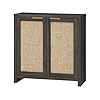 Hampstead storage sideboard cabinet with rattan doors and adjustable shelves buffet kitchen cabinet cupboard console for living room  urban country home decor