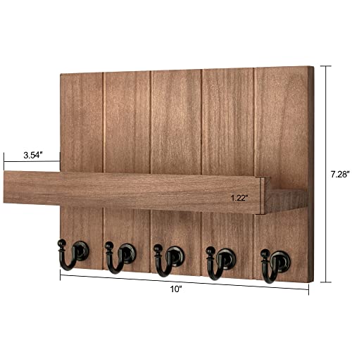 Rebee Vision Decorative Key Holder For Wall With Shelf - Farmhouse Key Hooks For Wall Shelf Organizer For Home Entryway Wall Decor - Stylish Key Racks, Retro Brown #TOP5