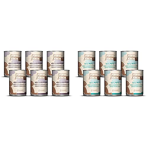 MjAMjAM - Premium Nassfutter für Katzen - purer Fleischgenuss - zartes Känguru pur, 6 x 400 g, getreidefrei & Premium Nassfutter für Katzen - purer Fleischgenuss - Gute Pute pur, 6er Pack (6 x 400 g)