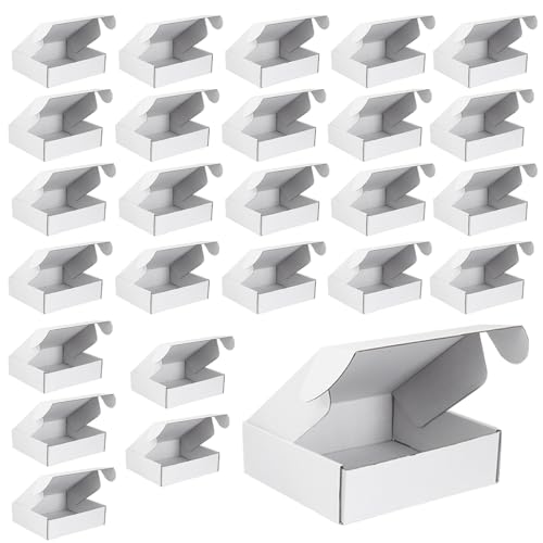 25 Pcs Double-sided White Corrugated Cardboard Shipping Cartons 150x100x40mm/EA, Small Packet Shipping Boxes, Small Parcel Cartons, Packaging Mailing Boxes for Business Posting Storing Gift (White)