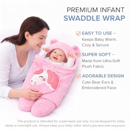 Image of BRANDONN Baby Blanket Newborn Gift Pack of Swaddle Wrapper, 0-9 Months, Length 68 cm x Width 68 cm
