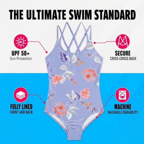 Image of Kanu Surf Girls' Reese UPF 50 Beach Sport Criss-Cross One Piece Swimsuit