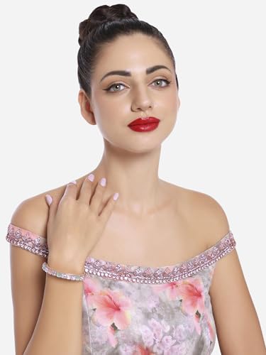 ZAVERI PEARLS Set Of 2 Rose Gold Dazzling Austrian Diamonds Bracelet For Women-ZPFK16864