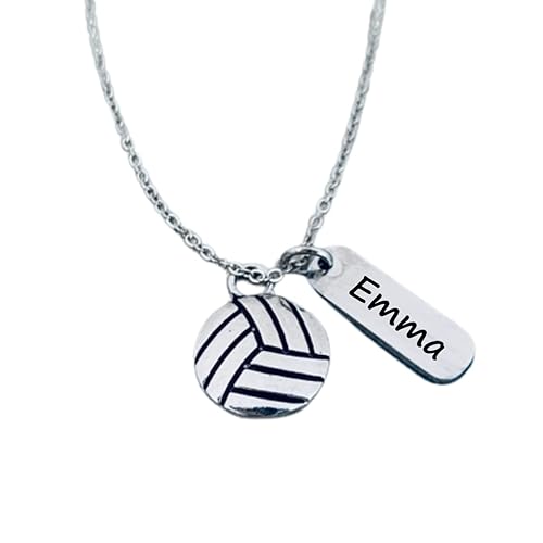 Personalized Engraved Volleyball Charm Necklace, Custom Girls Volleyball Jewelry, Volleyball Gifts for Volleyball Players