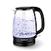 Price comparison product image Aigostar Adam 30KHH - Glass Water Kettle with LED Lighting, 2200 Watts, 1.7 Liter, Boil-Dry Protection, BPA Free, Black. Exclusive Design
