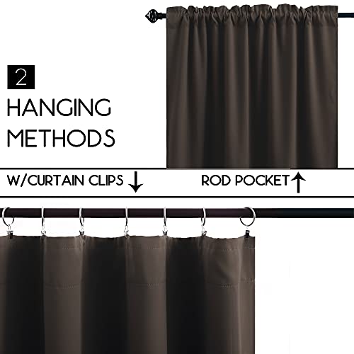Image of KOUFALL Chocolate Brown Small Window Curtains, Thermal Short Blackout Curtains for Kitchen Over Sink Bathroom Window Cabinet Bedroom, 34W x 24 in Length