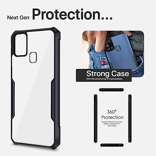 Image of Outlouders Back Cover for Samsung Galaxy M31 /M31 Prime /F41 | Ultra Hybrid Transparent | Full Camera Protection | Raised Edge | Crystal Clear Bumper Case (Black)
