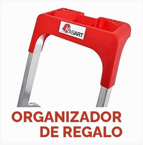 Kasart Escalera de uso doméstico de aluminio, capacidad de 150 kg, fabricada en Italia, certificada EN 131 (5 peldaños)