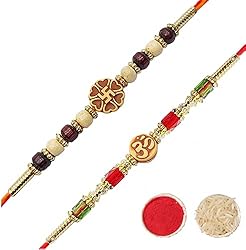 YouBella Rakhi for Brother and Bhabhi Rakhi Set of 2 Jewellery Bracelet Rakhi Combo for Brother, Rakhi Gift for Bhaiyya/Bhai | Rakhi with Roli Chawal