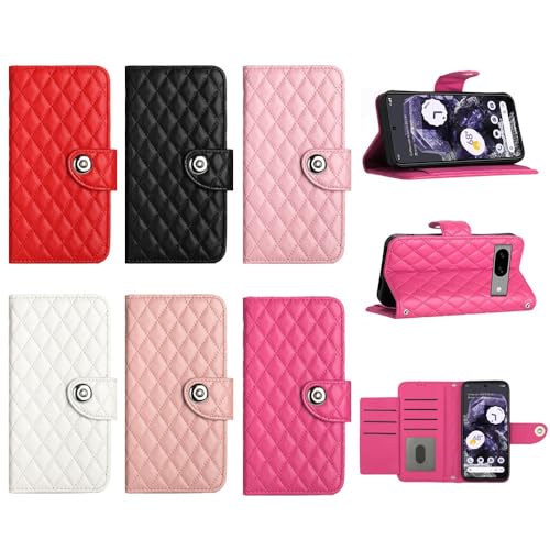 Funda Google Pixel 6 de piel roja texturizada con tapa elegante y tarjetero 2