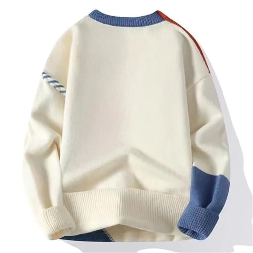 Men Color Block Loose Fit Knitted Sweater Crew Neck Full Sleeve Casual Comfortable Pullover Sweater3