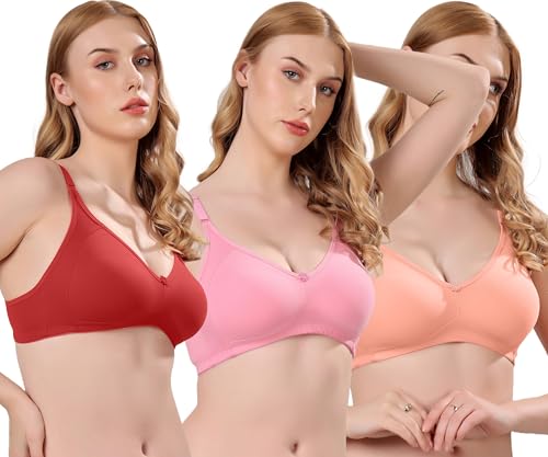 Image of London Hills Regular Bra for Women Everyday Non Padded Wire Free Full Coverage Cotton Blend