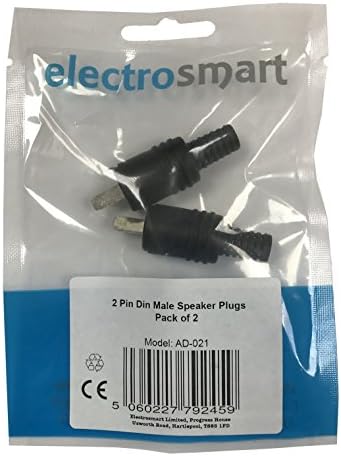 electrosmart Pack of 2-2 Pin Din Male Hi Fi Speaker/Loudspeaker Cable Plugs with Screw Connections