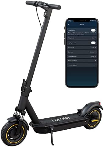 VOLPAM SP01 Electric Scooter with Dual Suspension, 10'' Pneumatic Tire, 500W Motor, 21 Mph Top Speed, Up to 27 Miles Long-Range, Double Braking System and App