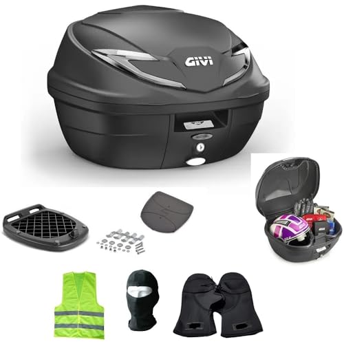 Compatible con Royal Enfield Joker 500 Top Case para PORTAEQUIPAJES Trasero Moto Scooter Maleta B360NT2 Tech 39LT+Placa Capacidad 2 Cascos Jet O 1 Casco Completo/Modular